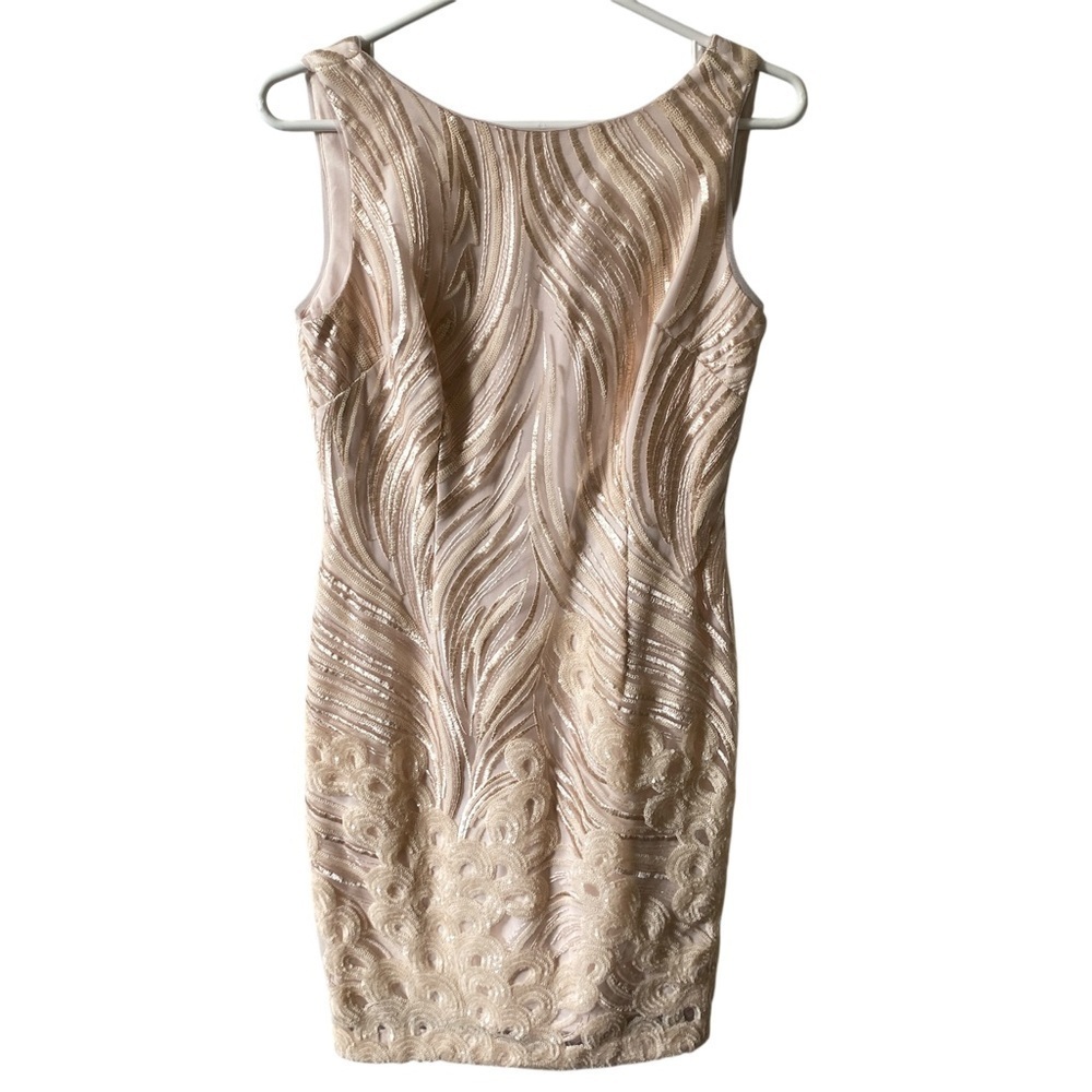 Vintage Peach Beaded Sleeveless Cocktail Dress 2